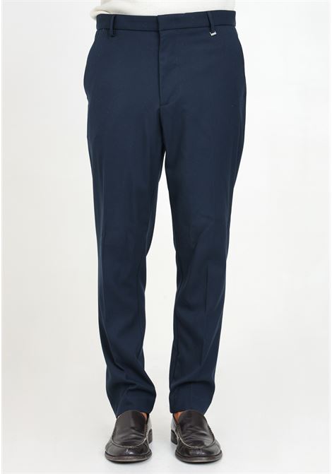 Pantalone elegante blu da uomo con trama a coste sottili IM BRIAN | PA3082005